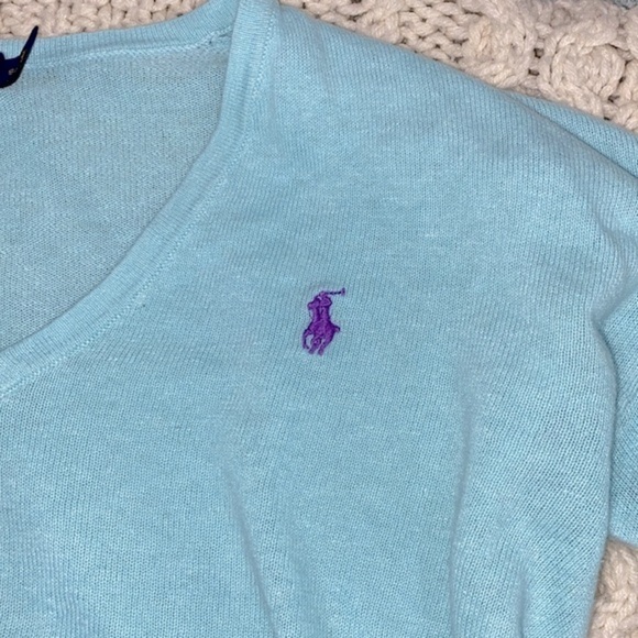 Polo by Ralph Lauren Light Blue V-Neck Sweater - Picture 6 of 8